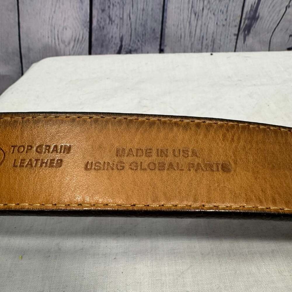 Justin Men's Bronco Basketweave Leather Belt Brown - Picture 7 of 8